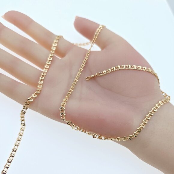 Shiny Rose Gold Chain Necklace with Polished Flat Heart Links, XPNL0062 - Picture 12 of 12